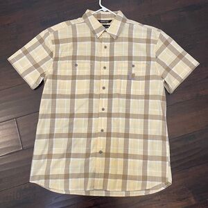 Carhartt Men's Tan and Cream Plaid Button Down Shirt